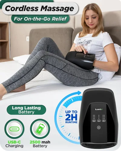 Vista 5 de Lunix LX29 Masajeador de manos eléctrico inalámbrico con Shiatsu, calor y compresión, terapia de puntos de presión para artritis, alivio del dolor