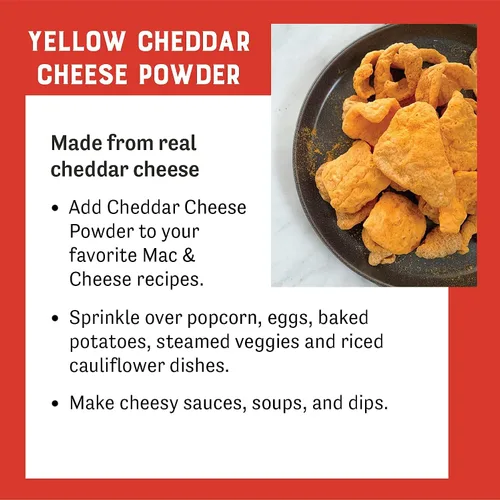 Vista 5 de Judee's - Paquete pequeño de queso cheddar: polvo de queso cheddar amarillo (11.25 onzas) y polvo de queso cheddar blanco (11.25 onzas)