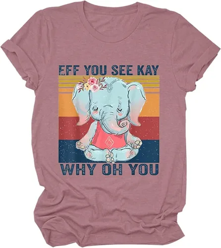 Vista 5 de EFF You See Kay - Camisetas de manga corta con estampado de letras para mujer