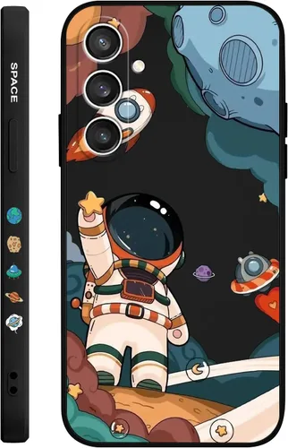 Vista 8 de LEECG Funda para Galaxy S23 FE, diseño creativo de impresión lateral de astronauta para Samsung S23 FE 5G, funda protectora resistente de silicona