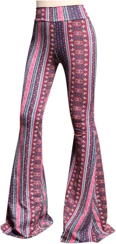 Vista 86 de ShopMyTrend - Pantalones de yoga largos con piernas anchas y acampanadas estilo palazzo, con cintura alta, para mujer