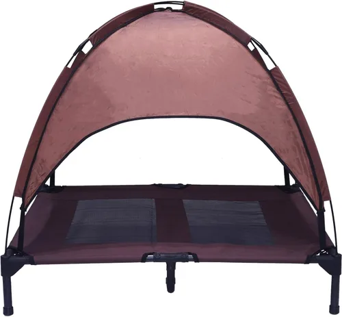 Vista 12 de Cama elevada para perros de 28 pulgadas con toldo, impermeable y transpirable, cama pequeña refrescante para perros con tienda de campaña de sombra