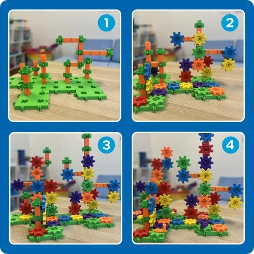 Vista 3 de Learning Resources Gears! Gears! Gears! Juego de juguetes de súper construcción, juguetes STEM, juguetes de construcción, engranajes para niños, 150
