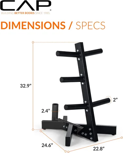 Vista 4 de CAP Barbell Estante de almacenamiento para árbol de placas olímpicas, varios