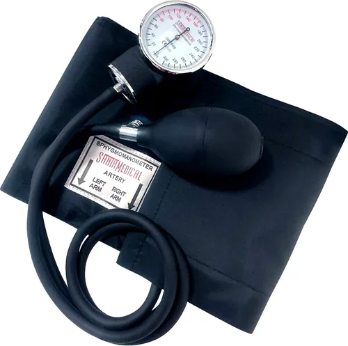 Vista 7 de Santamedical Esfigmomanómetro aneroide de lujo para adultos, monitor de presión arterial profesional con brazalete negro para adultos y funda