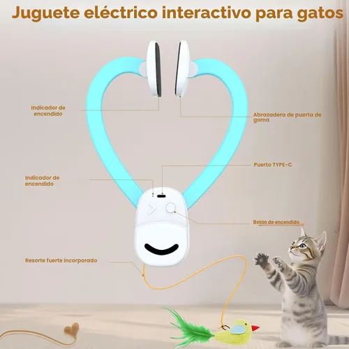 Vista 5 de Juguetes interactivos para gatos de interior: varita de plumas de ave voladora automática, ejercicio de persecución, enriquecimiento, estimulación