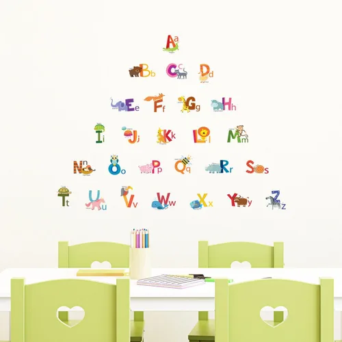 Vista 2 de DECOWALL Calcomanías de pared con alfabeto de animales ABC (DS4-8002)