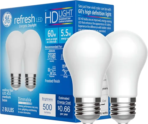 Vista 13 de GE Bombillas LED Refresh, 40 W, luz diurna, bombillas A15 para ventilador de techo, acabado transparente (paquete de 2)
