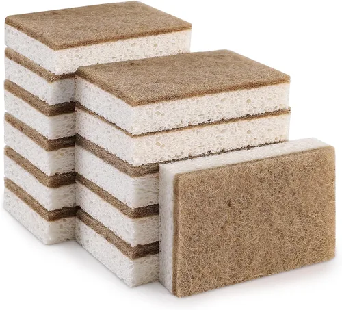 Vista 7 de Esponjas naturales para platos, paquete de 12 – Keep Soap Esponja de cocina biodegradable Esponja de coco compostable – Esponjas de limpieza