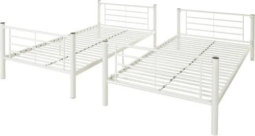 Vista 8 de Walker Edison Elodie - Litera de metal, cama individual sobre cama individual, color blanco