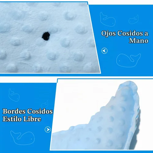 Vista 4 de Marble Empire Almohada de ballena azul con borde de estilo libre, almohada decorativa de ballena costera para sofá