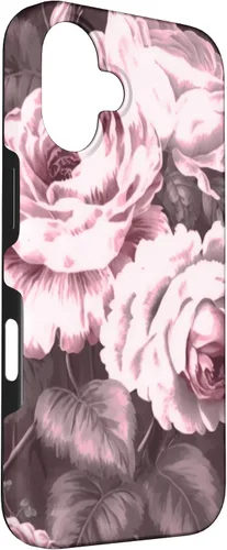 Vista 3 de iPhone 16 Vintage Classic Rose Flower Pattern in Pink Case