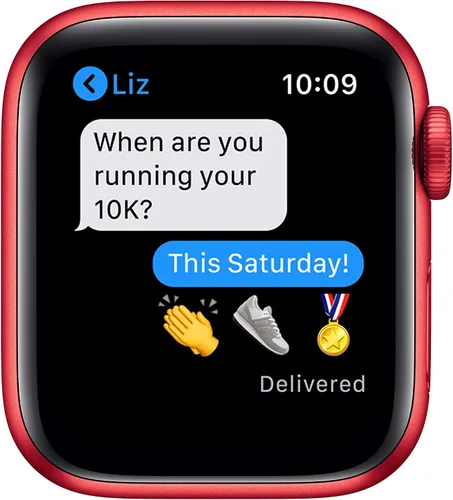 Vista 5 de Apple Watch Series 6 (GPS, 40mm) - Red Aluminum Case with Red Sport Band (Renewed)