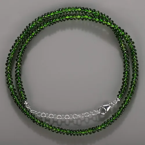 Vista 4 de NirvanaIN Collar de cadena de diópsido cromado, collar verde, collar de cuentas de diópsido cromado, joyería de diópsido cromado, piedra curativa