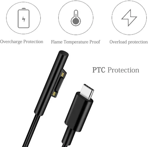 Vista 7 de MOCOST Microsoft Surface Connect a USB-C PD 15 V Cable de carga compatible con Microsoft Surface Pro Series, Surface Book Series, Surface Laptop