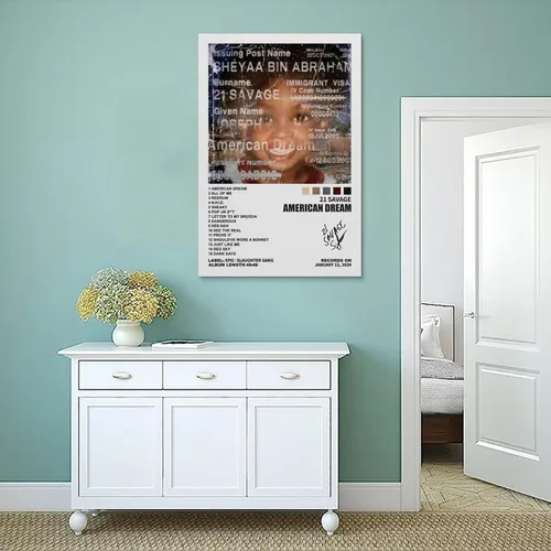 Vista 4 de BOODU Póster de 21 salvajes de American Dream con portada de álbum, pósteres musicales para habitación, lienzo estético, arte de pared, decoración