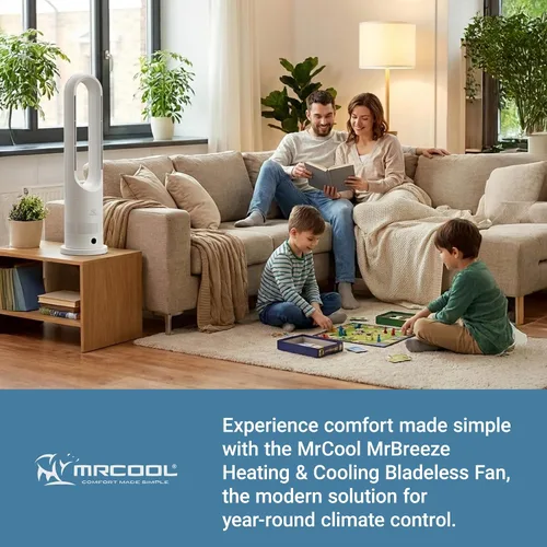 Vista 6 de MRCOOL MrBreeze 4K BTU - Ventilador de torre de calefacción y refrigeración sin aspas, calentador eléctrico portátil silencioso para interiores