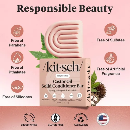 Vista 5 de Barra de Jabón Líquido Kitsch con Aceite de Ricino Acondicionador - Cuidado Hidratante y Humectante del Cabello - Acondicionador Orgánico de Aceite