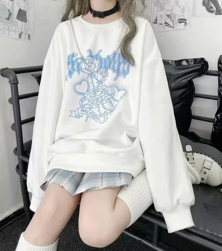 Vista 3 de YUESUO Sudadera con capucha japonesa Harajuku Kawaii Anime Girl Teen JK Top Linda sudadera Emo Girl Ropa de gran tamaño gótico