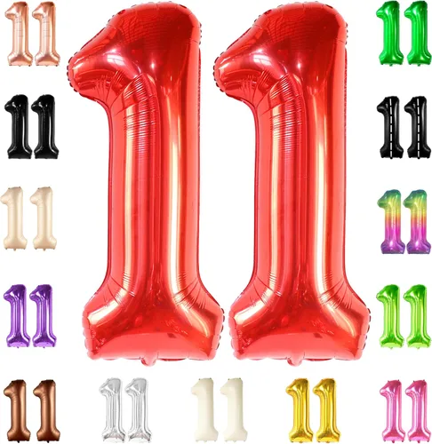 Vista 11 de KatchOn, Globo negro gigante del número 11 de 40 pulgadas, globos negros 11 para decoraciones de cumpleaños de 11 años para niños, globos negros