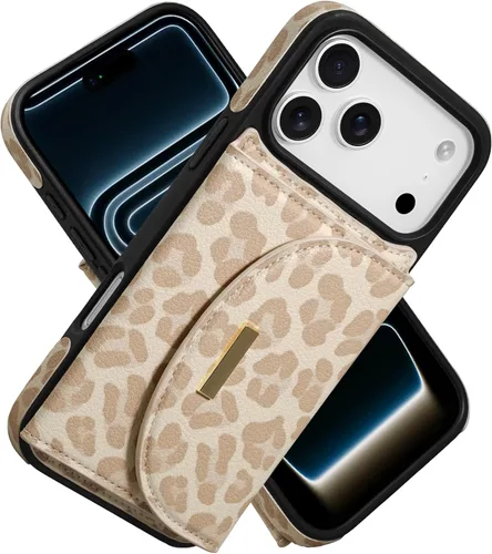 Vista 13 de Funda tipo cartera de Keallce para iPhone 14 Pro de 6.1 pulg., funda con tapa y ranuras para tarjetas, soporte con anillo, funda protectora de piel