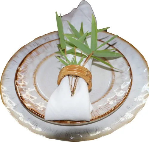 Vista 3 de Servilleteros de bambú, juego de 6 servilleteros, hecho a mano, natural, servilletero para decoración de mesa
