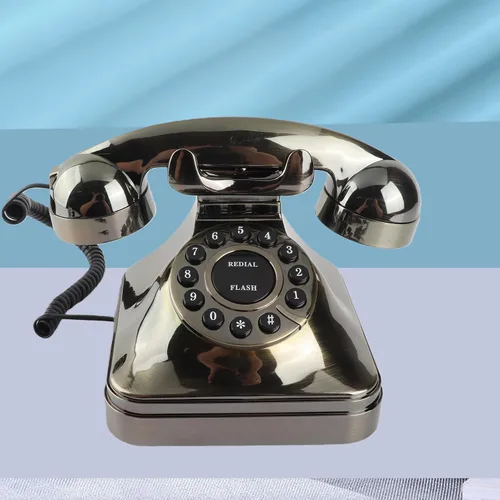 Vista 6 de Teléfono, Yctze Antique Bronze Teléfono Vintage Teléfono Fijo Teléfono de Escritorio Llamada de Escritorio Oficina en casa, Reducción de ruido