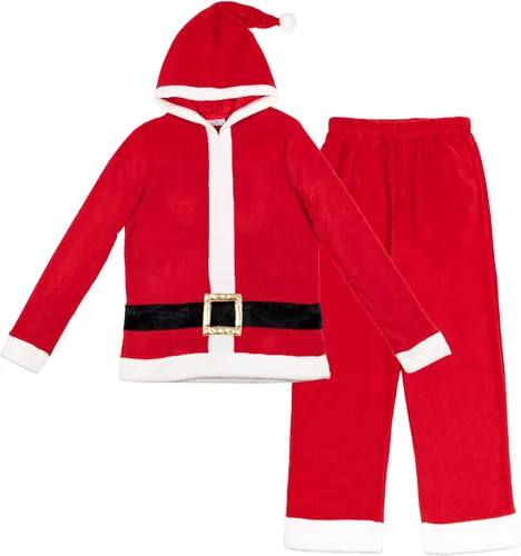 Vista 3 de Dreamwave Conjunto de pijama con capucha y pantalones de forro polar de Papá Noel