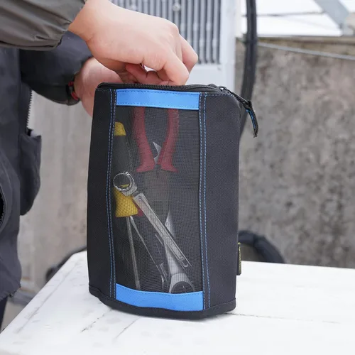 Vista 16 de Bolsa de herramientas de lona con cremallera MELOTOUGH, bolsa de herramientas con cierre, bolsa de malla resistente con ventana, ojales para colgar