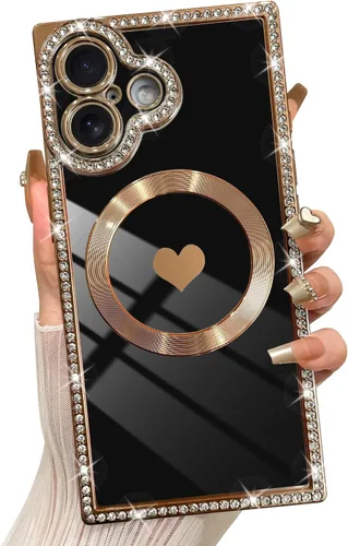 Vista 44 de SAKUULO - Funda magnética rectangular de lujo para iPhone 12 Pro Max, color negro