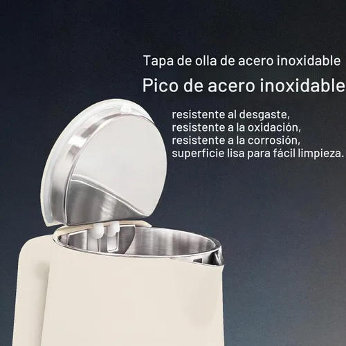 Vista 5 de Tetera eléctrica de 1,5 L, control de temperatura, color blanco Blanco crema