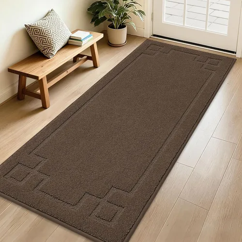 Vista 45 de BEQHAUSE - Tapete para puerta de 20 x 32 pulgadas, antideslizante, lavable para interiores, color beige