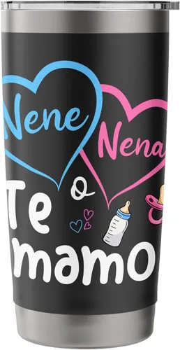 Vista 3 de Nene o Nena Te Amamos Spanish Mexican Gender Reveal - Vaso aislado de acero inoxidable a juego Negro