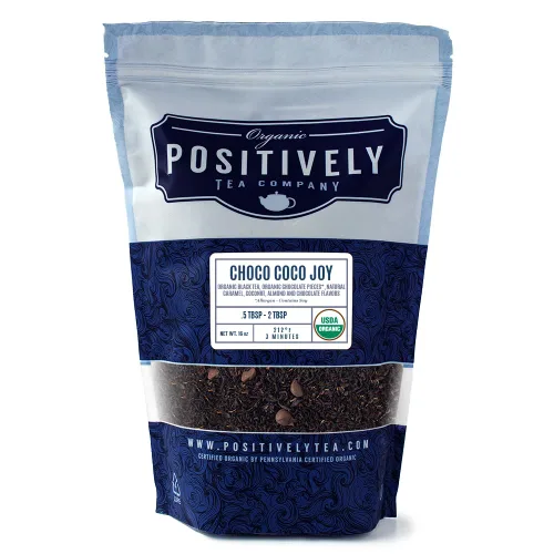 Vista 8 de Joy de coco y chocolate orgánico, bolsas de té de hojas sueltas, Positively Tea LLC. (453.5 g - 1 lb).