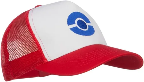 Vista 5 de Ash Ketchum Poke Ball Gorra de malla bordada Blanco rojo