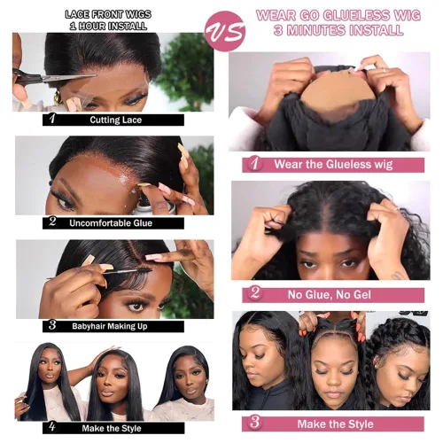 Vista 5 de Peluca de cabello humano ondulado con encaje frontal HD de 5 x 5 para mujeres negras, sin pegamento
