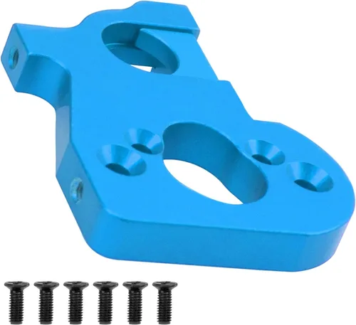 Vista 4 de Soporte de montaje de motor de metal y soporte de batería compatible con Wltoys 144001 144002 124016 124017 124019 124018 RC Car (azul)