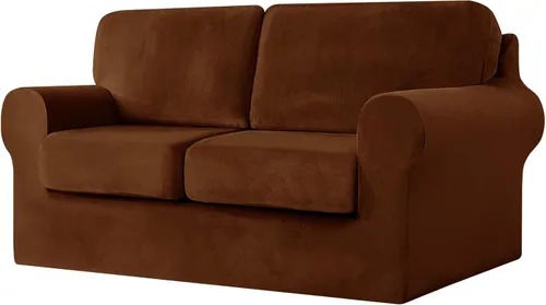 Vista 58 de UNBBRRL Fundas de sofá de 3 piezas para sofá, funda de terciopelo elástico para sillón con 1 funda de cojín de asiento y 1 funda de respaldo
