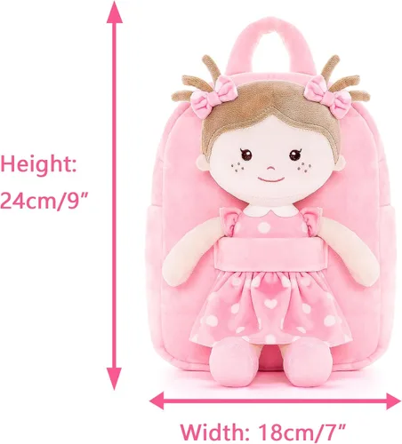 Vista 35 de Onetoo Mochila para niños pequeños, regalos de regreso a clases, mochilas para niñas y niños con muñecas de bebé ligeras y suaves en vestido