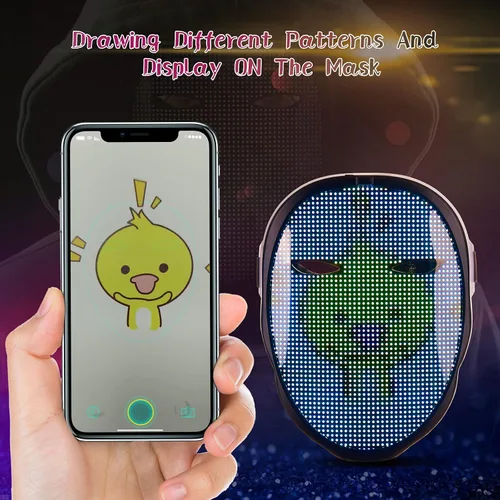 Vista 2 de Led Mask with Programmable, App Controlled Halloween Mask Digital Luminous Mask for Adults, Light up Mask for Costumes Party
