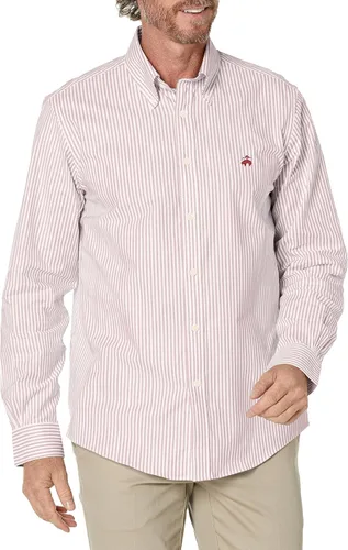 Vista 37 de Brooks Brothers Camisa Deportiva de Manga Larga sin Planchar con Botón para Hombre CORAL ROJO