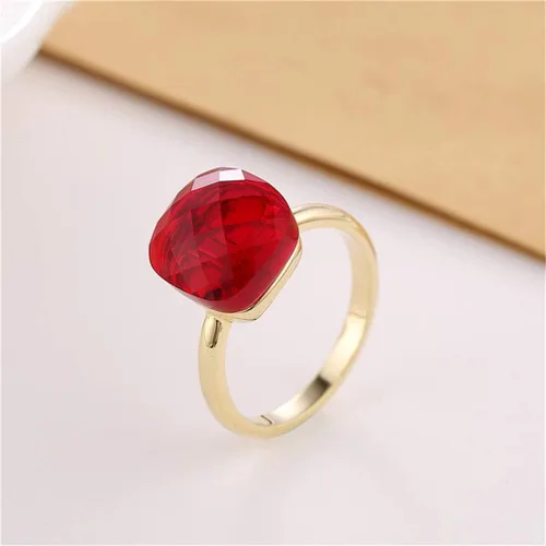 Vista 4 de Ai.Moichien Anillos de diamantes de imitación de rubí, elegantes alianzas de boda, chapados en oro, joyería de compromiso