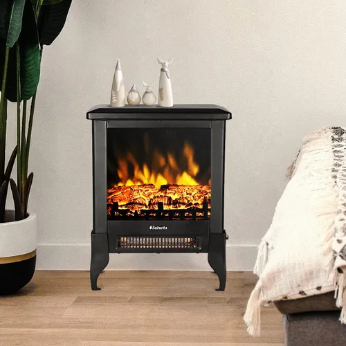 Vista 9 de TURBRO Suburbs TS17 - Estufa eléctrica compacta para chimenea, calentador independiente de 18 pulgadas con llama realista, certificado CSA
