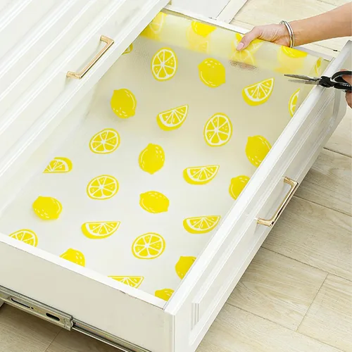 Vista 9 de Forro de Estante de Cereza para Gabinetes de Cocina - Forro de Cajón No Adhesivo, Forros Antideslizantes Lavables para Refrigerador para Estantes