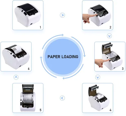 Vista 9 de MUNBYN Impresora POS, impresora térmica de recibos de 3.150 in, impresora de cocina con cortador automático de montaje en pared, ESC/POS funciona