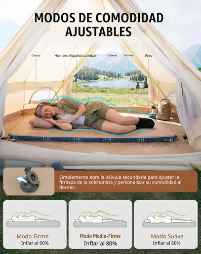 Vista 9 de KingCamp FLEXIREST 5.0 - Colchoneta inflable para acampar, individual 29.9 in-Solo