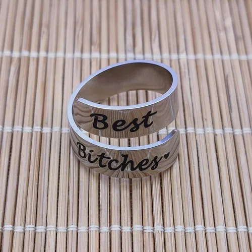 Vista 22 de HOFOYA Anillos inspiradores ajustables de acero inoxidable, anillos de grabado, joyería motivacional, graduación, San Valentín, regalos