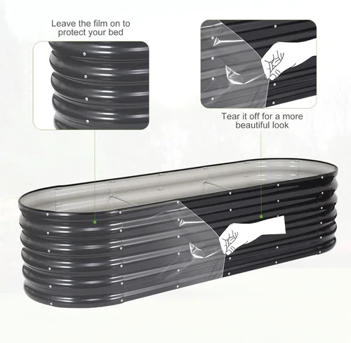 Vista 9 de Cama de jardín elevada galvanizada para exteriores, camas elevadas para jardinería, caja de maceta de metal, kit de cama de jardín elevada de acero