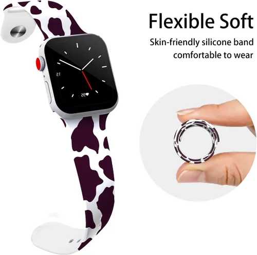 Vista 3 de Correas de silicona con estampado animal compatible con Apple Watch de 1.496 in 1.575 in 1.614 in 1.654 in 1.732 in 1.772 in 1.929 in para iWatch