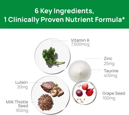 Vista 4 de VHC Vitaminas para los ojos con luteína, arándano y zinc, suplementos 10 en 1, resveratrol semilla de uva, quercetina, taurina, cardo mariano
